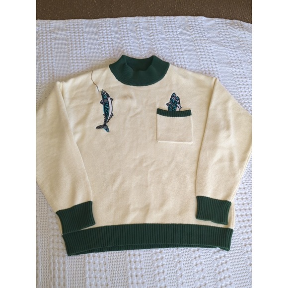 Tombolo Other - Tombolo The Angler Sweater Knit Pullover Cream Green Sz Large